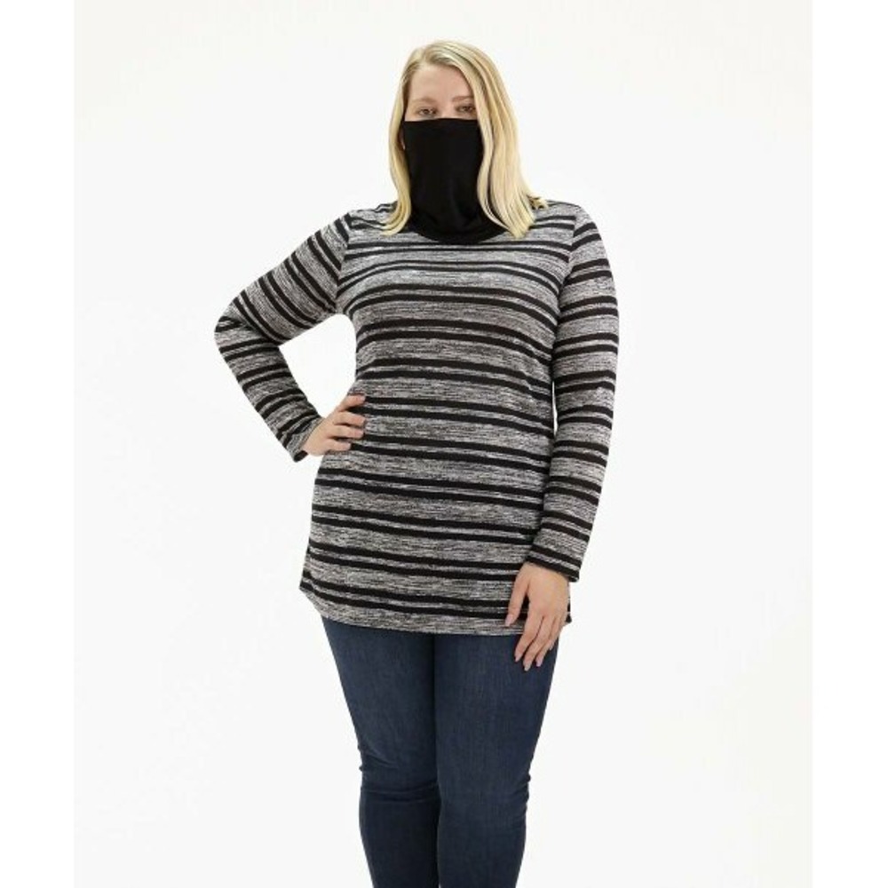 Bella‎ Flore Black & Gray Stripe Convertible With Attached Mask Size 3X